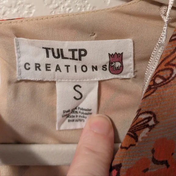 Tulip Creations Bohemian Orange Patterned Dress - Picture 4 of 7